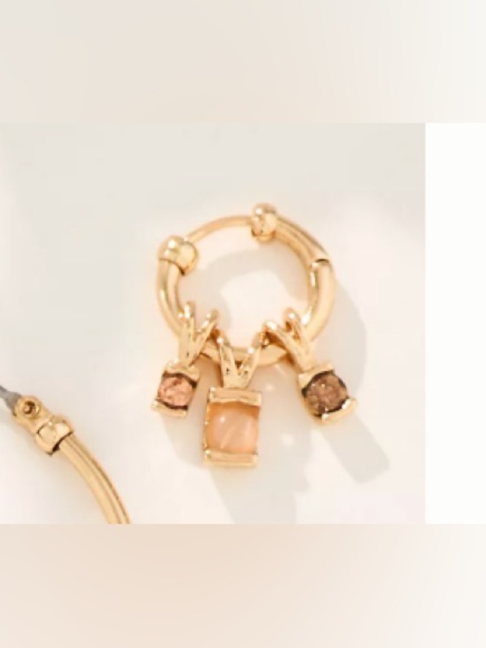 Anthropologie Small Gold Hoop Earrings w natural colored charms